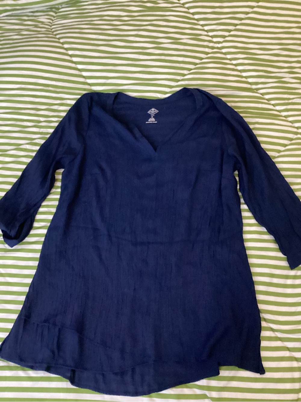 St. John's Bay Navy Blue V-Neck Tunic Top